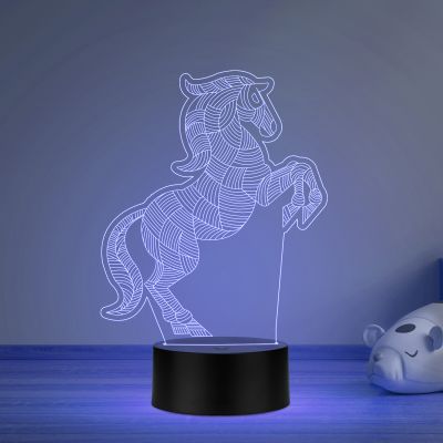3D Illusion Horse Led Night Lamp 16 Color Changing Light with Remote Control Gifts for Child Baby Boy and Girl